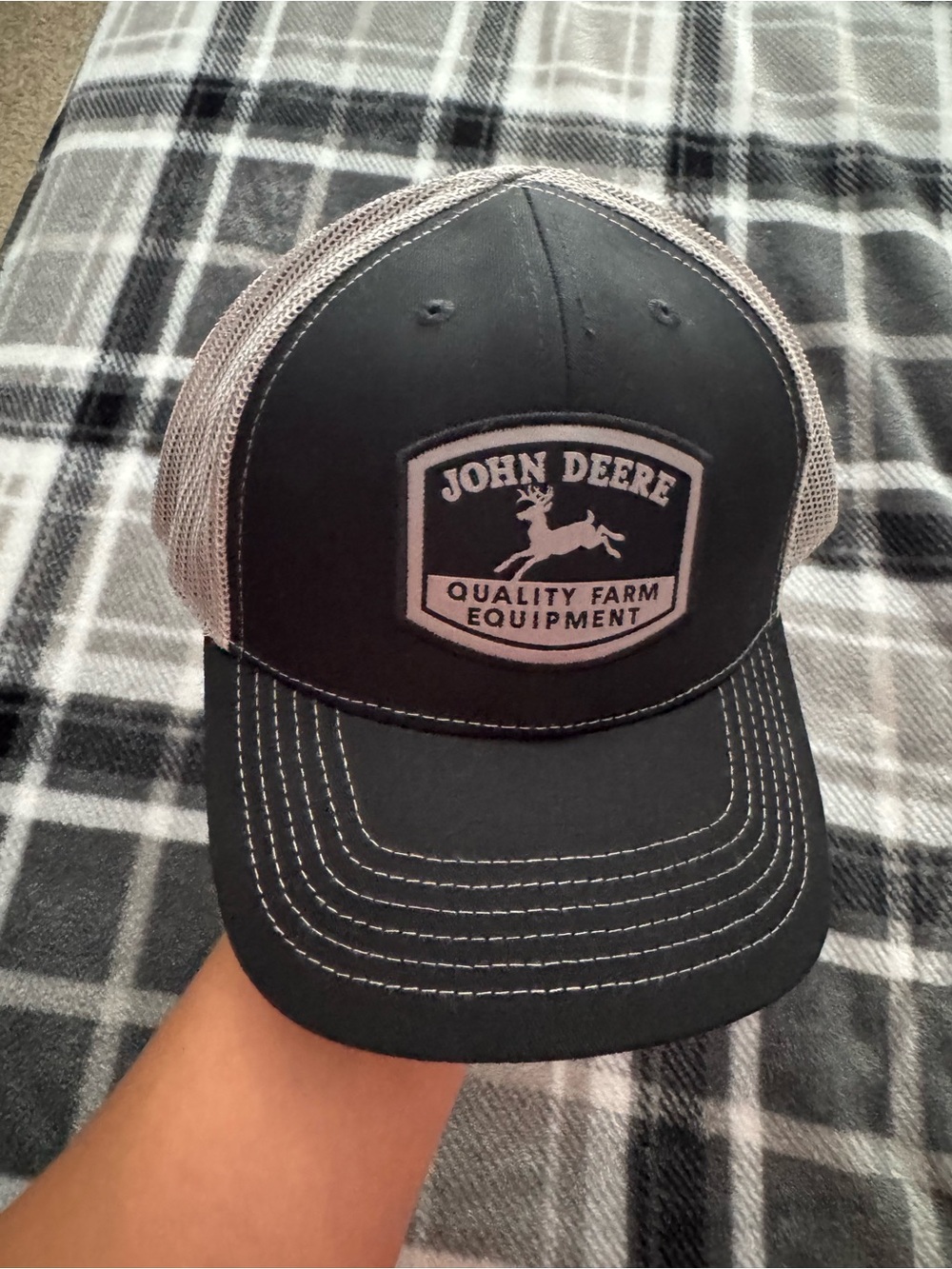 Kids John Deere Black and Gray Mesh Trucker Hat